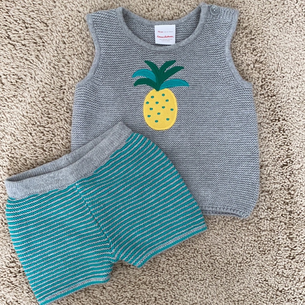 Hanna Andersson Knit Pineapple Tank & Shorts Set